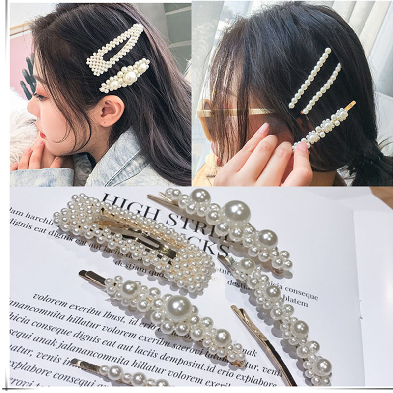 韩国东大门珍珠发夹 气质边夹网红刘海夹 法式少女BB夹头饰批发