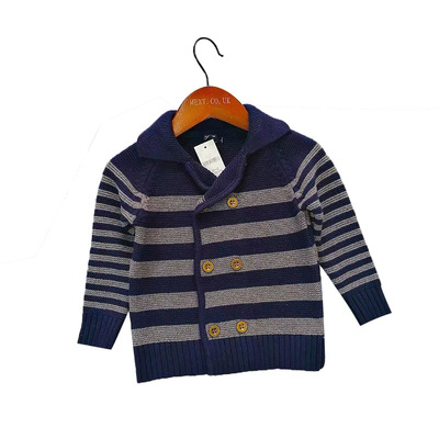 春秋童装新款开衫双排扣欧美男童中小童针织条纹打底毛衣网店代理|ms
