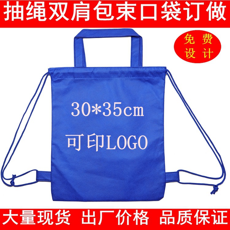 现货无纺布书包袋学生补习手提双肩背袋厂家可印刷定做广告袋