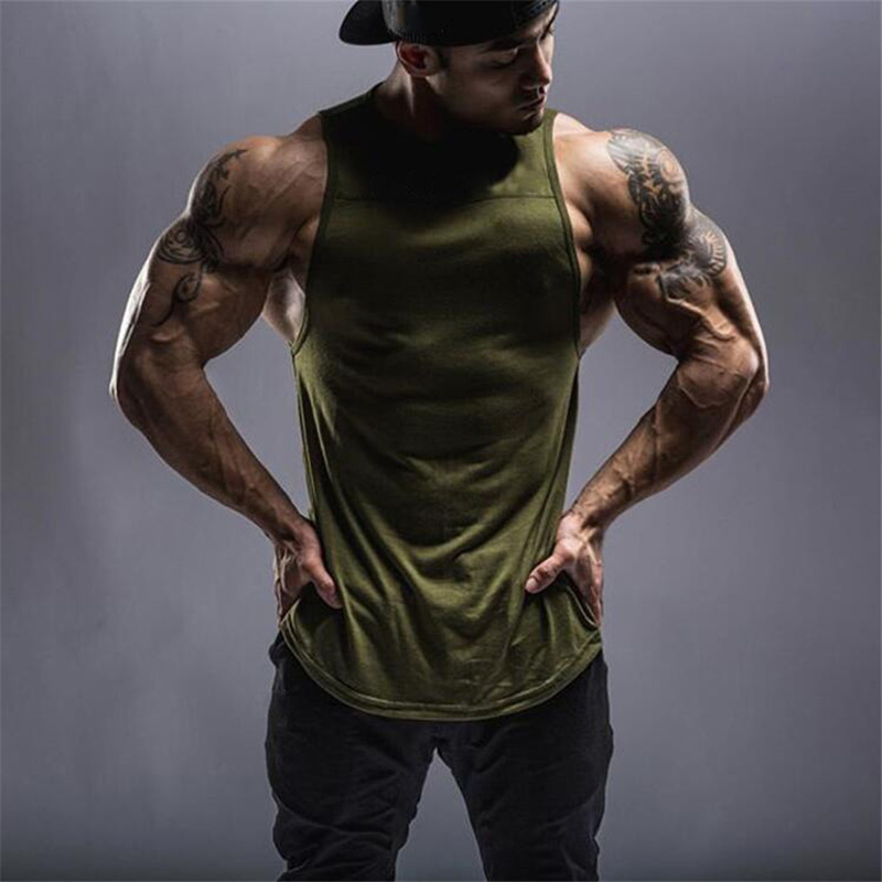 Comercio exterior nuevo en blanco hombres culturismo fitness deportes chaleco liso camiseta sin mangas color sólido costura suelta más tamaño