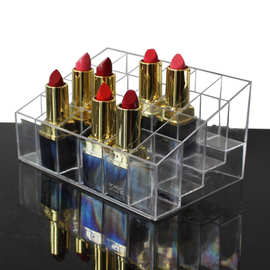 亚克力透明指甲油眉笔展示架彩妆化妆品塑料收纳盒桌面24格口红架