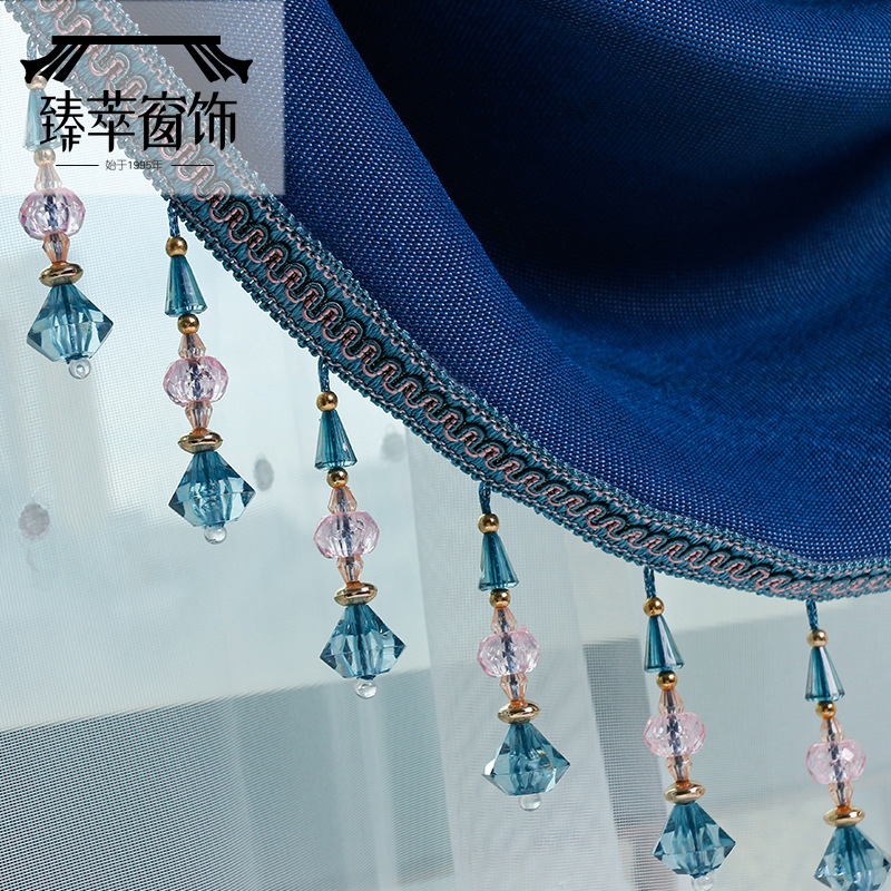 窗帘厂家直供 SY-4风铃水晶珠窗帘珠子花边现货 帘头装饰窗帘加长