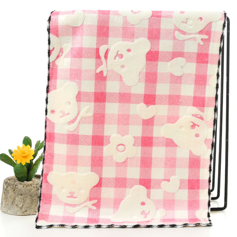 青云毛巾厂家4d压花印花童巾|ms