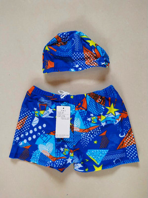 2018年爆款热销儿童少年泳裤泳帽套装花色多色|ms