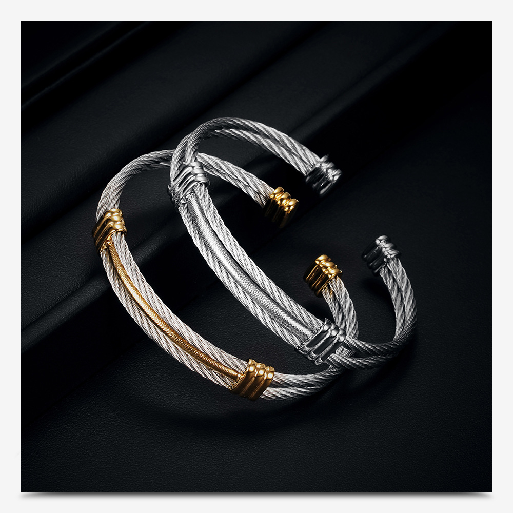Daily, Party Occasion Hip-Hop Color Block Stripe Titanium Steel Plating Men's Bangle Men Cuff & Bangle
