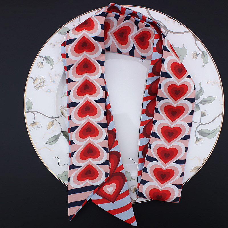 120cm Langer Damenschal Seiden-Stirnband Modisches Bandana Taschenband Accessoire Haarschal Dekoratives Seidenband für Frauen – Detail 6