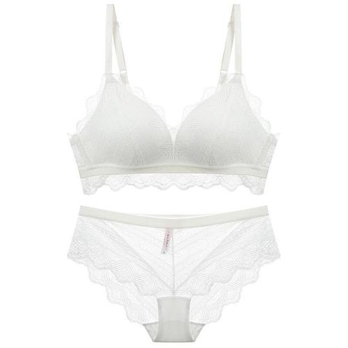 European and American new style lace non-wired thin cotton cup comfortable bra set French sexy triangle cup underwear set