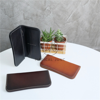 manual The first layer Imported Vegetable tanned leather Leather wallet men and women have more cash than can be accounted for Card position zipper Handbag