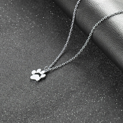 European and American jewelry Popular lovely animal Catlike Feet Necklace Kirsite Footprint Necklace Hot AliExpress
