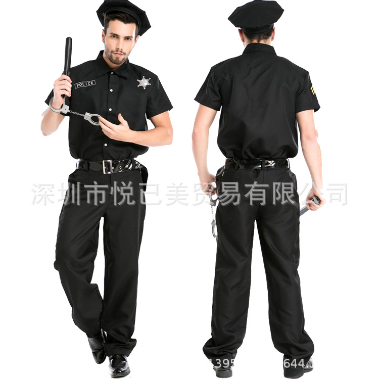 欧美外贸 万圣节男装 警察制服 教官制服诱惑 成人男 一件代发