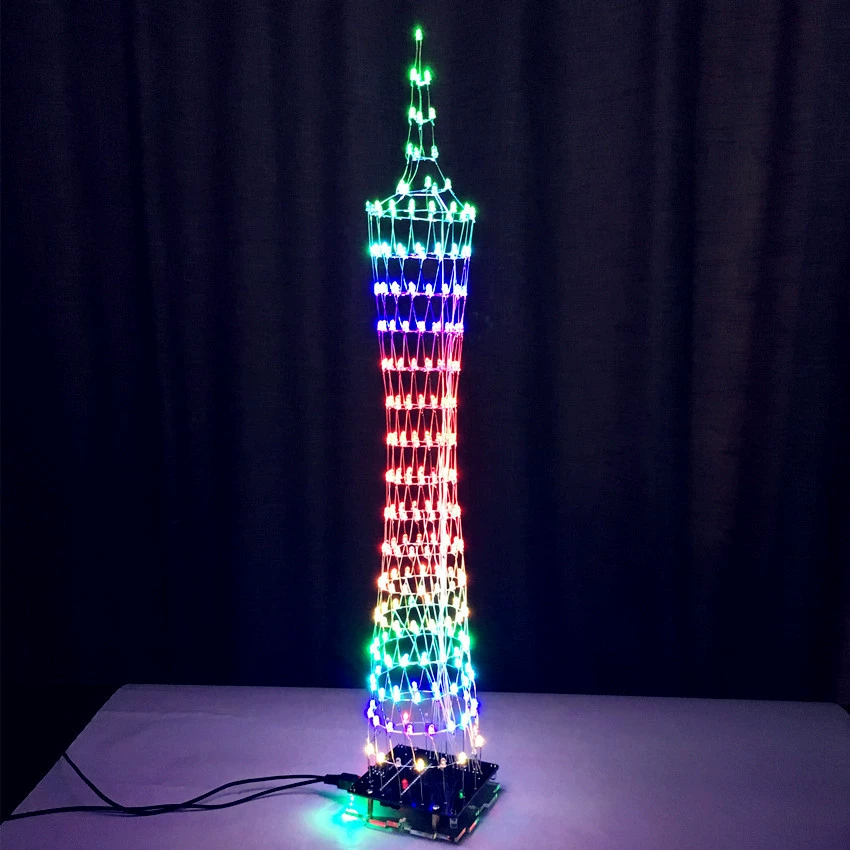 Цветной набор Guangzhou Tower + ракушка, набор DIY Guangzhou Tower, поднимается вдоль Guangzhou Tower, электронный DIY