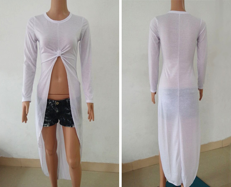 Long Sleeve Irregular Hem Dress Sexy Design Knot Detail Fashionable for Nightclubs Wholesale Available