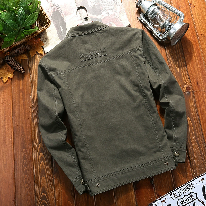 Spring cotton jacket for leisure, 2018, for middle-aged man, plus size