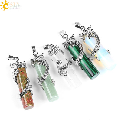 Classical natural stone necklace pendant tribal figure tenglong winding column crystal jewelry lovers general men and women