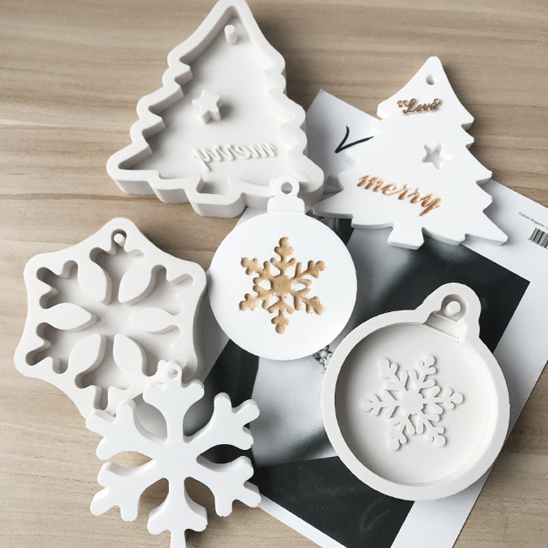 110g Weight Gypsum Mold Kitchen and drinking utensils Christmas Festival Snowflake Pattern Christmas Snowflake Home Fragrance 无