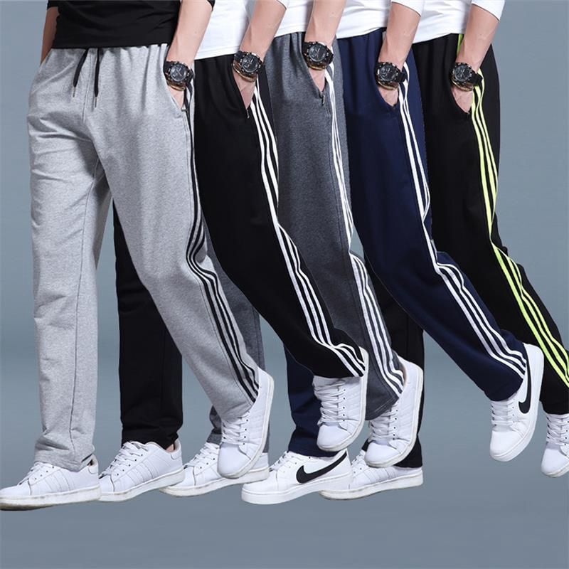 Spring and Autumn Sports Pants Men's Trousers Casual Loose Straight Fat Knitted Sweatpants Plus Large Size Running Sports Pants