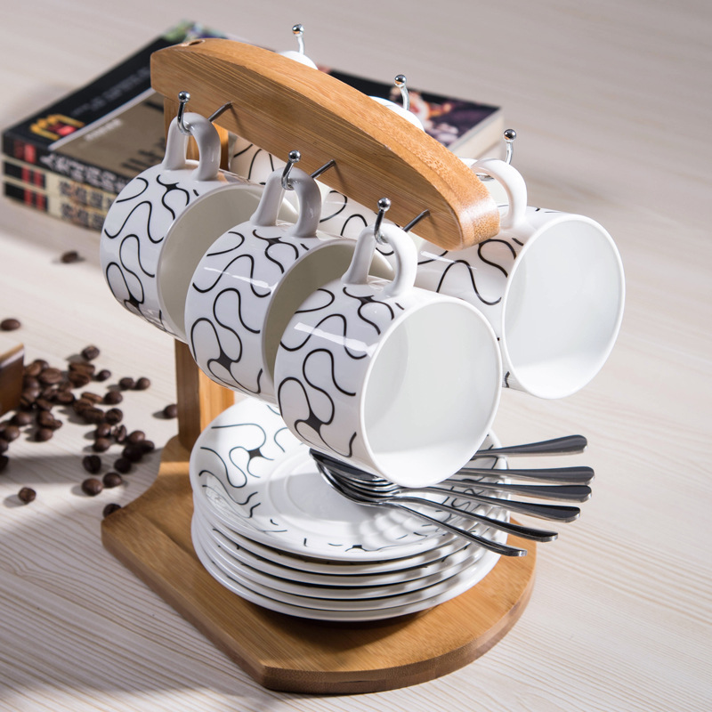 Tazas de cerámica tazas de agua tazas de café creativas con un conjunto completo de platos de 6 piezas al por mayor