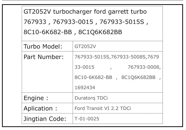 GT2052V涡轮增压器767933 767933-0015 767933-5015S 8C10-6K682-阿里巴巴
