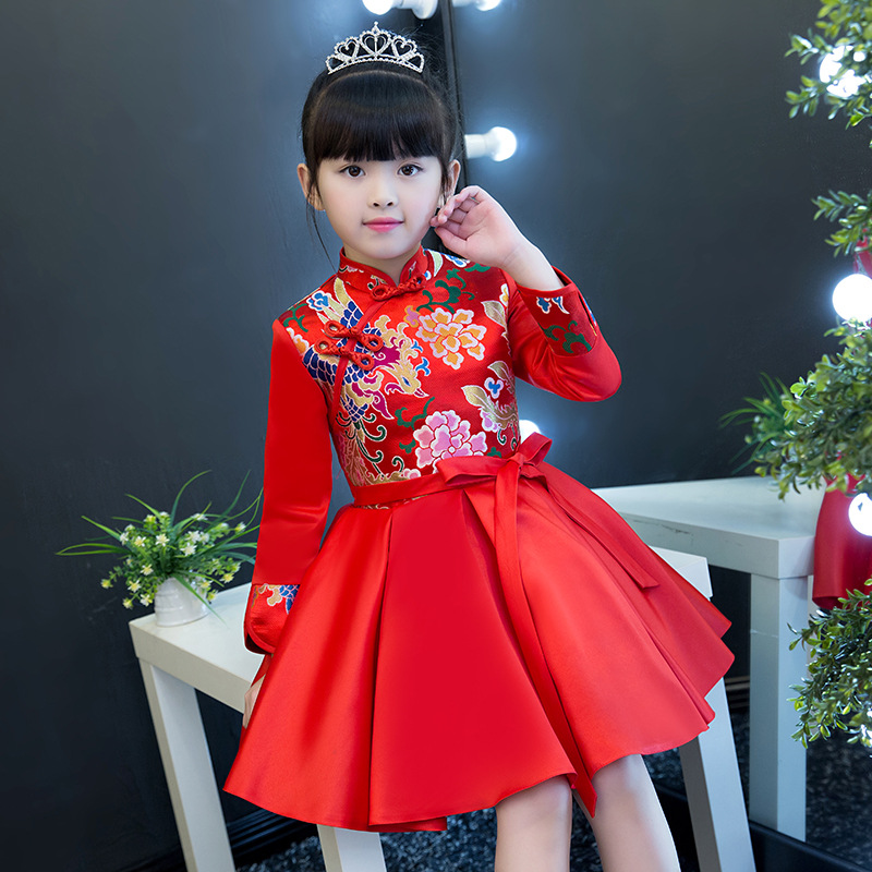 Children's cheongsam costumes autumn and...