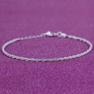 Cross-border hot selling Japanese and Korean version of 925 silver silver plated 2mm caterpillar bracelet women's exquisite twist anklet factory outlet