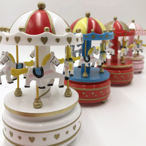 Small Batch Wholesale Round Top Scene Cake Stand Carousel Music Box Eight-Track Player Sky City