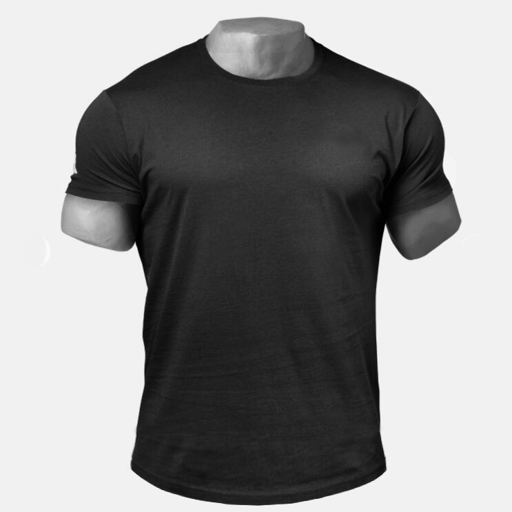 Foreign Trade Pure Cotton T-shirt Men's Casual Breathable Sweatshirt Round Neck Arc Bottom Slim Fitness Blank Short Sleeve