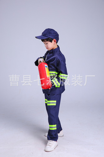 Firefighter costumes children's professional experience fire performance costumes Halloween role-playing little firefighter costumes