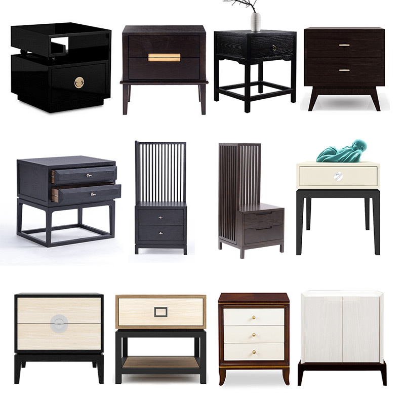 新中式床头柜实木床边柜现代简约简易收纳柜酒店会所别墅家具定制|ms