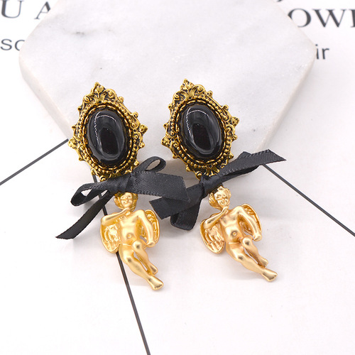 Cupid's Arrow Baroque Three-dimensional Little Angel Earrings Handmade Jewelry Accessories Earrings Retro