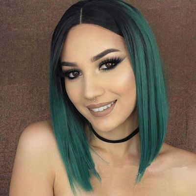 Bob Hair Wigs Perruques Bob Hair Pelucas De Cabello Bob Special price wig female dye progressive wig peacock green animation Cosplay Pelucas hair