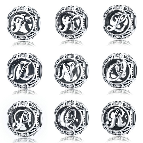 European and American S925 silver accessories English letters hollow DIY bracelet beads monogram combination factory direct sales jewelry