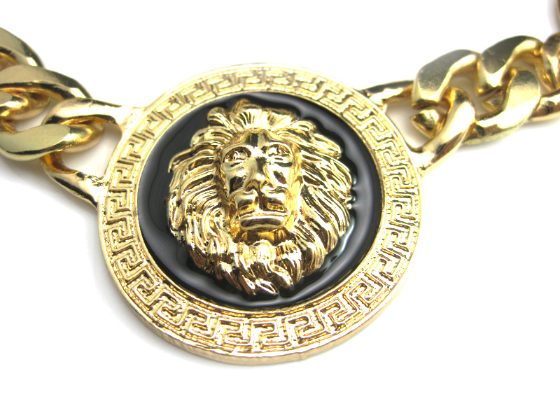 European and American jewelry fashion alloy oil dripping lion head gold necklace female