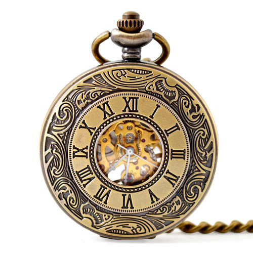 2017 Autumn New Mechanical Pocket Watch Chain Hollow Mechanical Roman Pocket Watch Men's Casual Large Mechanical Wall Watch