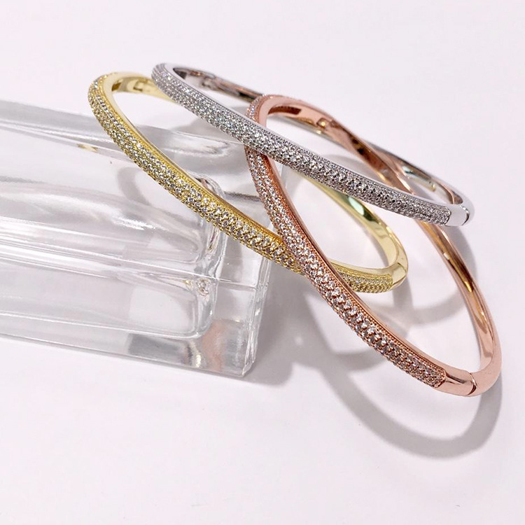 Zircon Studded Diamond Bracelet For Women Elegant Bangle Jewelry_voghion.com