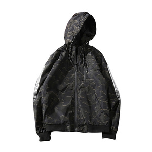 Men’s hooded printed letter slim camouflage jacket casual versatile jacket men