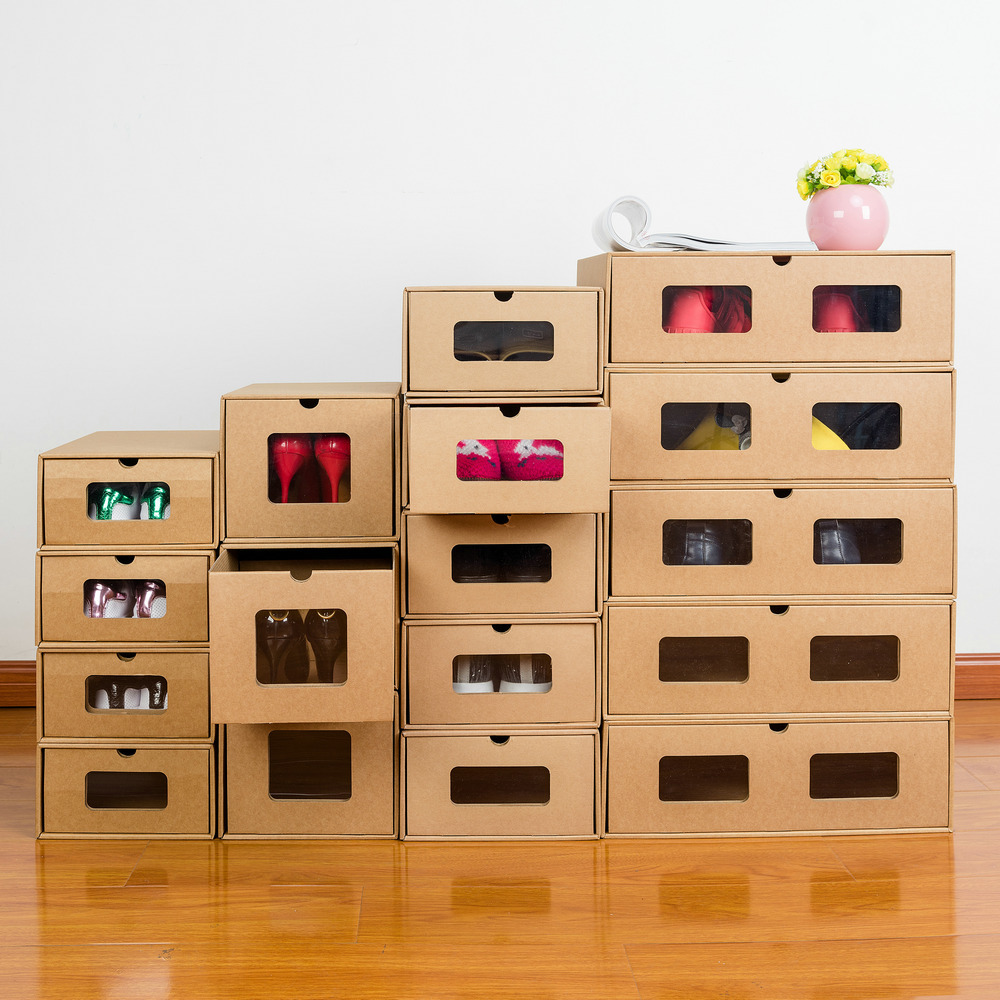 high quality thickened shoe box foldable see-through shoes storage box artifact plus-sized drawer transparent shoe box