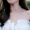 Fashionable short beads, necklace, chain for key bag  from pearl, choker, Korean style, simple and elegant design