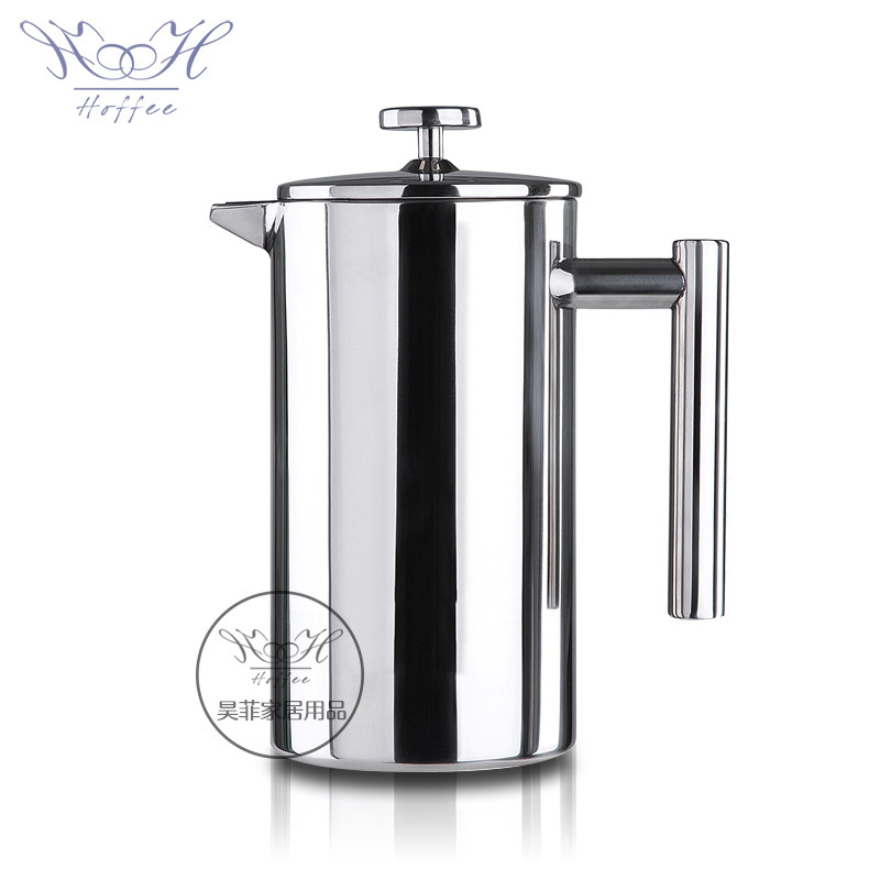 Double stainless steel coffee pot French press pot insulation pot tea maker French press pot factory direct sales