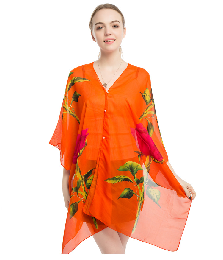 跑江湖丝巾批发 义乌围巾厂家 珍珠扣披肩厂家