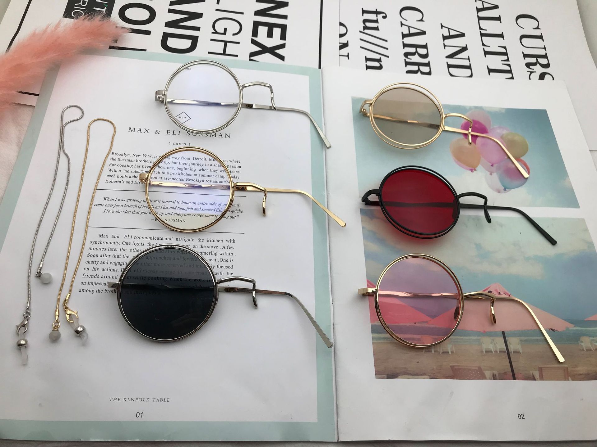 杀破狼priets同款单片太阳眼镜蔡徐坤同款眼镜框链条款街拍眼镜潮|ru