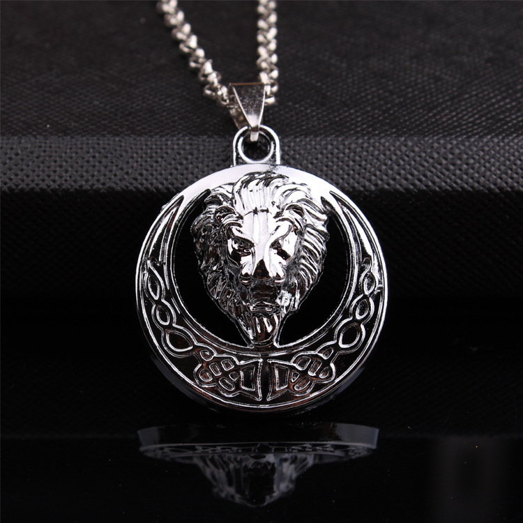 Lion Head Pendant Necklace For Men Gold Plated Chain Jewelry_voghion.com