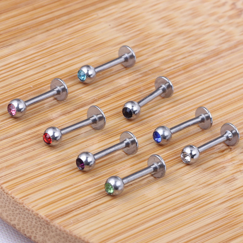 10 Pack Colorful Body Piercing Jewelry Set Stainless Steel Ear Lip Studs detail image 9