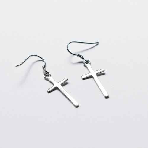 ins temperament cold style jewelry s925 sterling silver cross earrings ear hooks personality trendy nightclub internet celebrity earrings