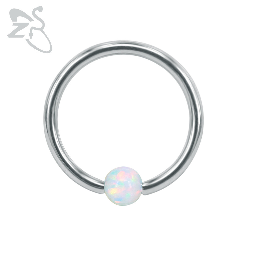 316L Stainless Steel Nose Ring Clip Ball for Women Men - AB White Opal Nose Stud Piercing Jewelry detail image 12