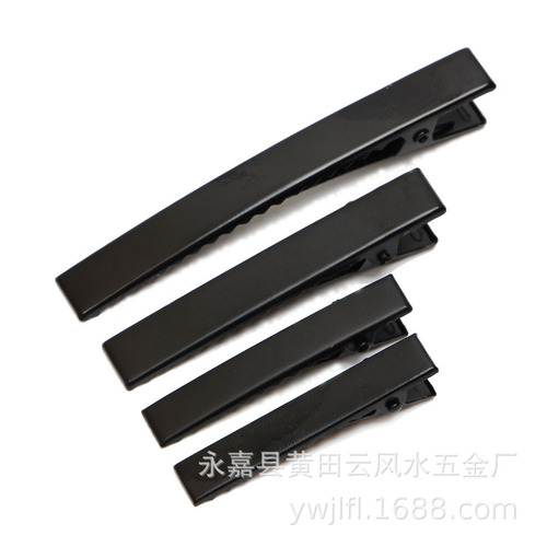 Widened and thickened 4.5 8CM metal electrophoretic paint black DIY jewelry accessories one-word side clip children's hairpin diy