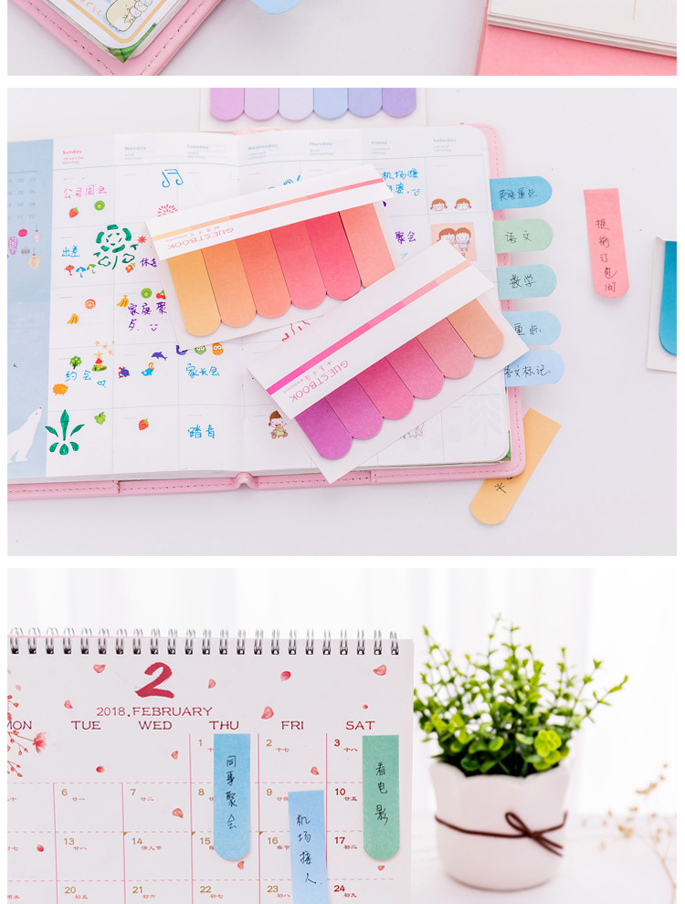 Korean Stationery Creative Six Color Gradient Sticky Notes Office Learning Memo Note N Times Sticker Notepad display picture 2