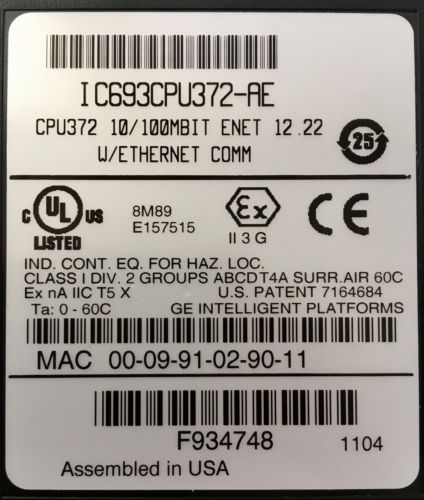  GE PLC IC693CPU372 