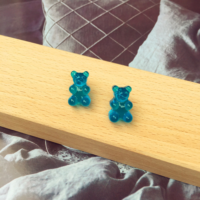 Cartoon Bear Creative Transparent Candy Color Earrings Wholesale display picture 4