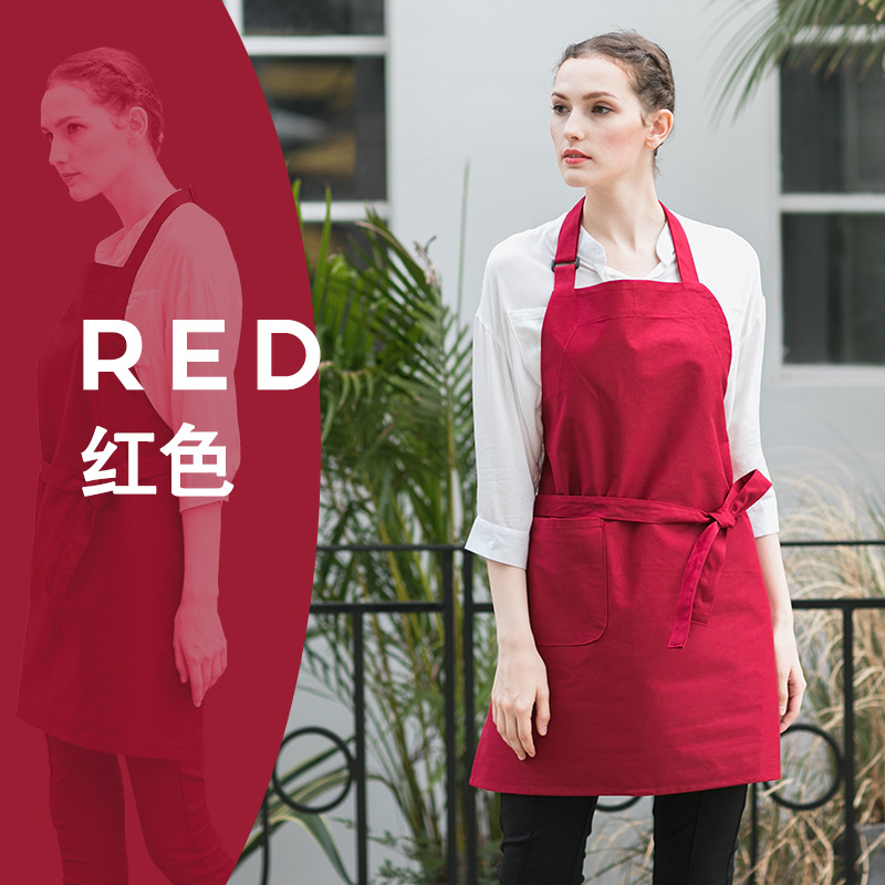 Delantal publicitario de algodón Delantal de moda coreano Cafetería supermercado ropa de trabajo delantal de cocina logotipo personalizado