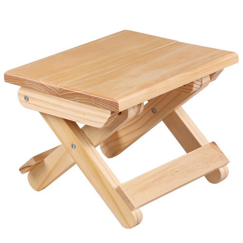 Pine solid wood folding stool portable household solid wood horse outdoor fishing chair small bench square stool